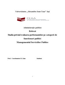 Studiu privind evaluarea performanțelor pe categorii de funcționari publici - managementul serviciilor publice - Pagina 1