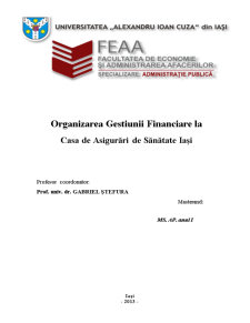 Organizarea Gestiunii Financiare la Casa de Asigurări de Sănătate Iași - Pagina 1