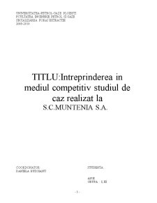 Întreprinderea în mediul competitiv studiul de caz realizat la SC Muntenia SA - Pagina 1