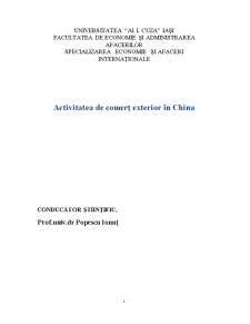 Activitatea de Comerț Exterior în China - Pagina 1
