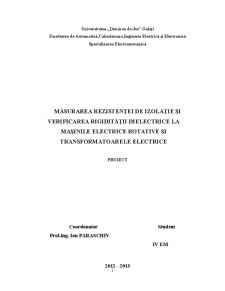 Măsurarea Rezistenței de Izolație și Verificarea Rigidității Dielectrice la Mașinile Electrice Rotative și Transformatoarele Electrice - Pagina 1