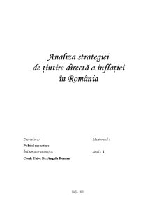 Analiza Strategiei de Țintire Directă a Inflației în România - Pagina 1