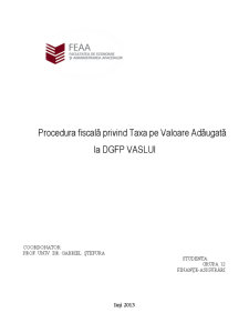 Procedură fiscală privind TVA-ul la DGFP Vaslui - Pagina 1