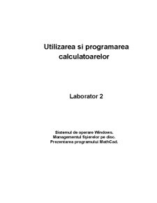 Utilizarea și Programarea Calculatoarelor - Pagina 1