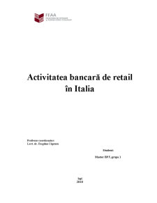 Activitatea Bancară de Retail în Italia - Pagina 1