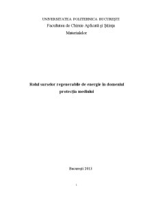 Rolul Surselor Regenerabile de Energie în Domeniul Protecția Mediului - Pagina 1