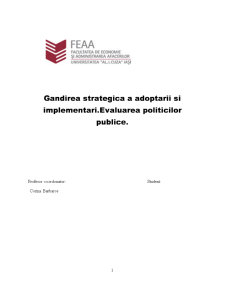 Gândirea strategică a adoptării și implementării - evaluarea politicilor publice - Pagina 1