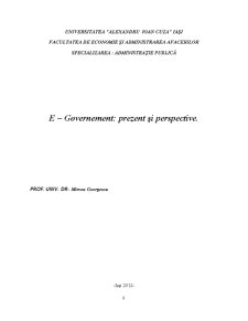 E-Governement - Prezent și Perspective - Pagina 1