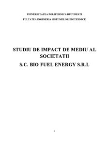 Studiu de impact de mediu al societății SC Bio Fuel Energy SRL - Pagina 1