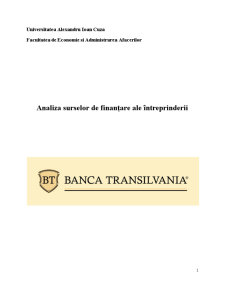 Analiza surselor de finanțare ale întreprinderii - Banca Transilvania - Pagina 1