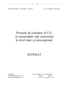 Procesul de extindere al UE și consecințele sale economice la nivel inter și intra-regional - Pagina 1