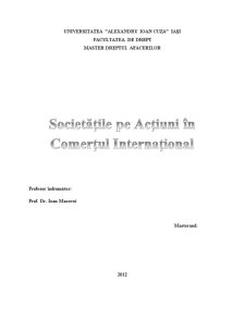 Societățile pe Acțiuni în Comerțul Internațional - Pagina 1