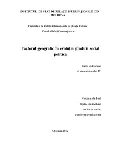 Factorul geografic în evoluția gândirii social politică - Pagina 1