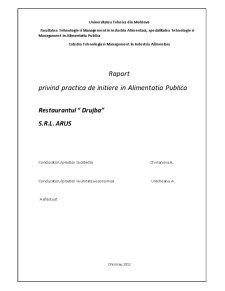 Raport privind practica de inițiere în alimentația publică - Pagina 1