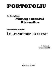 Managementul Riscurilor. Obiectul de Studiu - IC Panifcoop Sculeni - Pagina 1