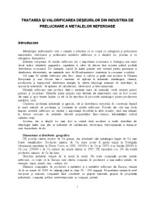 Tratarea și Valorificarea Deșeurilor din Industria de Prelucrare a Metalelor Neferoase - Pagina 1