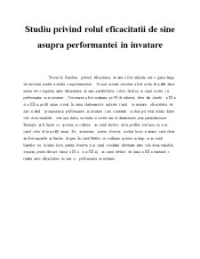 Studiu privind rolul eficacității de sine asupra performanței în învățare - Pagina 1