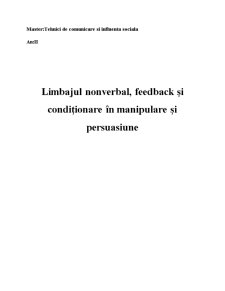 Limbajul nonverbal, feedback și condiționare în manipulare și persuasiune - Pagina 1