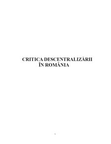 Critica Descentralizării în România - Pagina 1