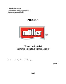 Managementul inovării SC Muller Dairy Ro SRL - Pagina 1