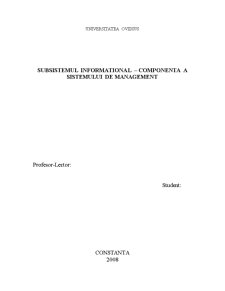 Subsistemul informațional - componentă a sistemului de management - Pagina 1