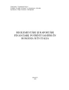 Reglementări și raportări financiare potrivit IAS-IFRS în România și Italia - Pagina 1