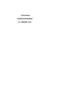 Politică de produs - SC Anacris SRL - Pagina 1