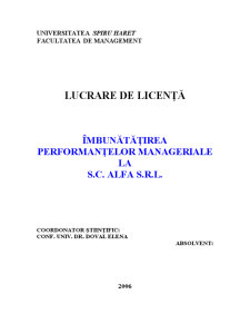 Îmbunătățirea performanțelor manageriale la SC Alfa SRL - Pagina 2