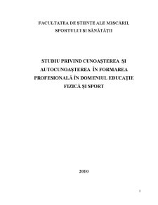 Studiu privind Cunoașterea și Autocunoașterea în Formarea Profesională în Domeniul Educație Fizică și Sport - Pagina 2