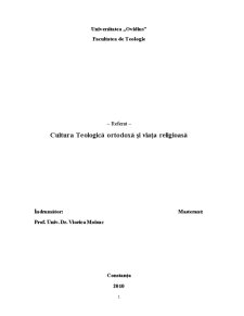 Cultura Teologică Ortodoxă și Viața Religioasă - Pagina 1