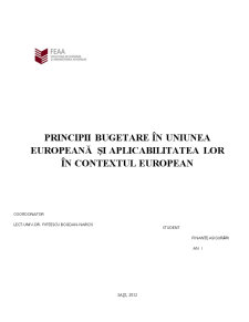 Principii bugetare în Uniunea Europeană și aplicabilitatea lor în contextul european - Pagina 1
