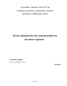 Decizia Administrativă în Contextul Politicii de Dezvoltare Regională - Pagina 1