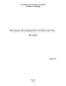 Program de marketing internațional - sicomed - Pagina 1