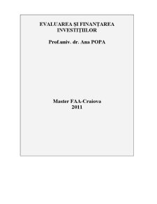 Evaluarea și finanțarea investițiilor - master FAA - Pagina 1