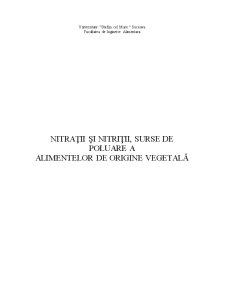 Nitrații și nitritii, surse de poluare a alimentelor de origine vegetală - Pagina 1