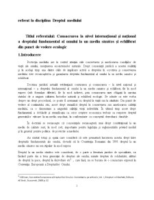 Consacrarea la Nivel Internațional și Național a Dreptului Fundamental al Omului la un Mediu Sănătos și Echilibrat din Punct de Vedere Ecologic - Pagina 1