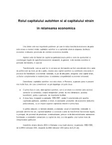 Rolul capitalului autohton și al capitalului străin - Pagina 1
