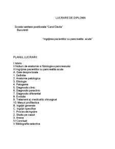 Îngrijirea pacienților cu pancreatită acută - Pagina 1