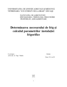 Determinarea Necesarului de Frig și Calculul Parametrilor Instalației Frigorifice - Pagina 1
