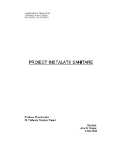 Proiect Instalatii Sanitare la Un Bloc de 10 Etaje - Pagina 1