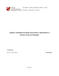 Analiza Sistemului de Plată Electronică a Impozitelor și Taxelor Locale în România - Pagina 1
