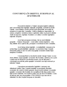 Concurența în Dreptul European al Afacerilor - Pagina 1