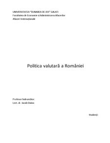 Politica Valutară a României - Pagina 1