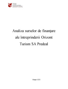 Analiza Surselor de Finanțare ale Întreprinderii Orizont Turism SA Predeal - Pagina 1