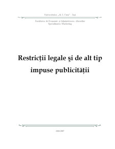 Restricții Legale și de alt tip Impuse Publicității - Pagina 1