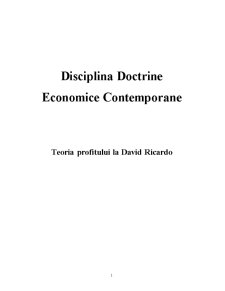 Teoria Profitului la David Ricardo - Pagina 1