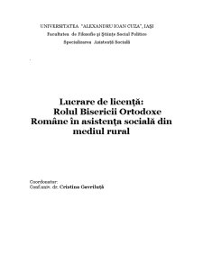 Rolul Bisericii Ortodoxe Române în Asistența Socială din Mediul Rural - Pagina 1