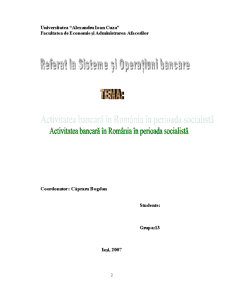 Activitatea bancară în România în perioada socialistă - Pagina 1