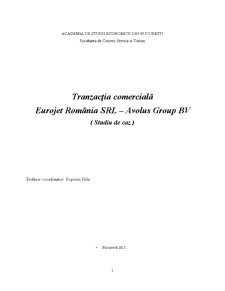Tranzacția comercială dintre Eurojet România SRL și Avolus Group Bv - Pagina 1