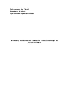 Posibilități de Eficentizare a Bilanțului Termic în Instalația de Cracare Catalitică - Pagina 1